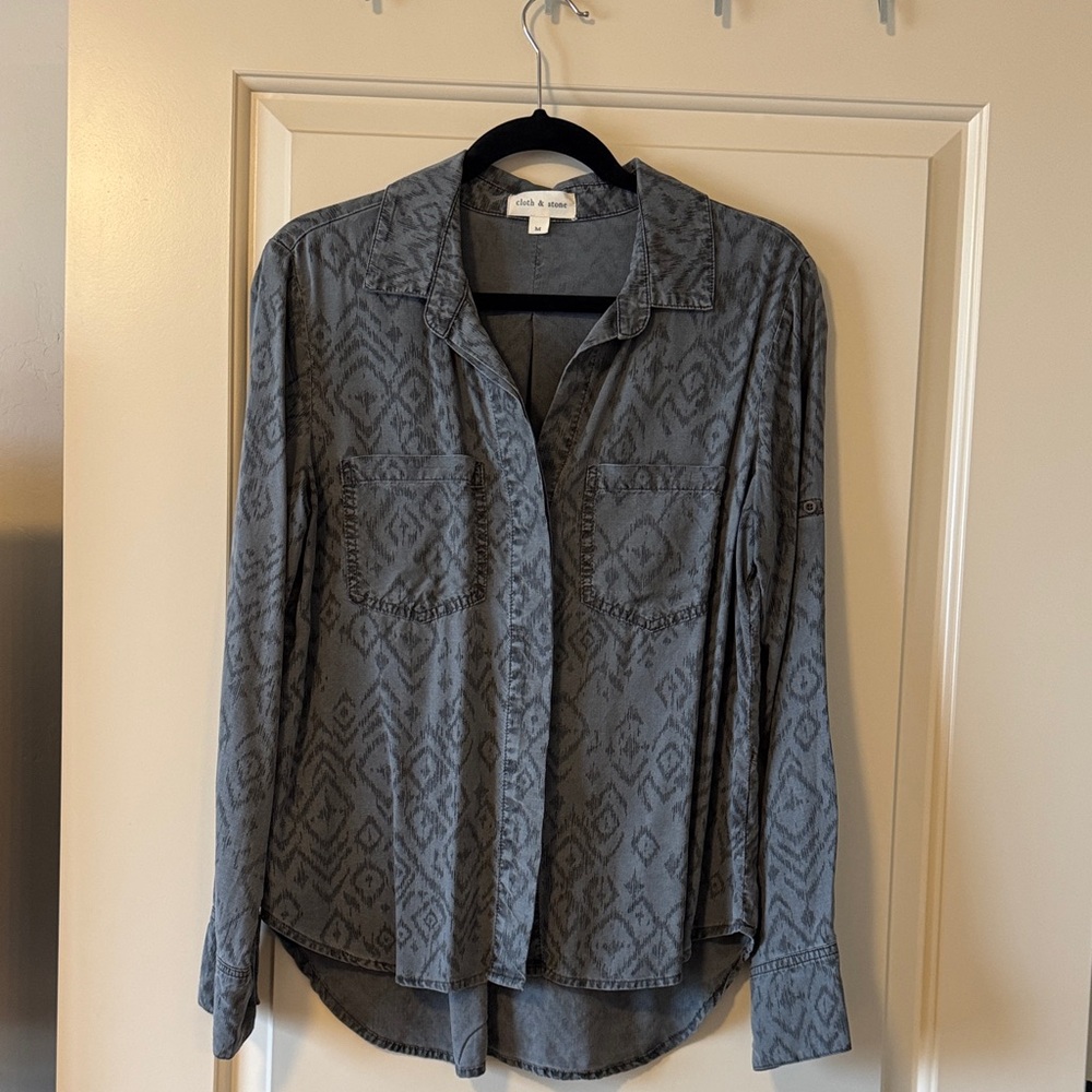 Cloth & Stone Blue Patterned Shirt